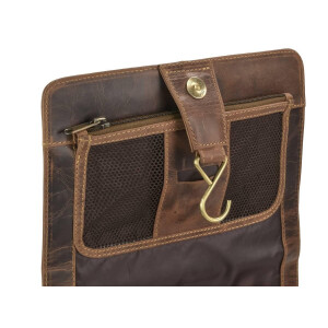 Hänge-Kulturtasche "Glen" Vintage Leder antikbraun