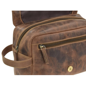 Hänge-Kulturtasche "Glen" Vintage Leder antikbraun