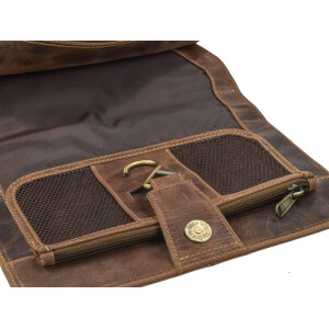 Hänge-Kulturtasche "Glen" Vintage Leder antikbraun