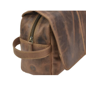 Hänge-Kulturtasche "Glen" Vintage Leder antikbraun