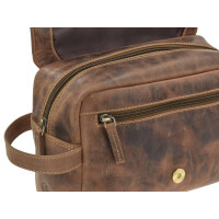 Hänge-Kulturtasche "Glen" Vintage Leder antikbraun