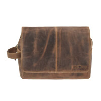 Hänge-Kulturtasche "Glen" Vintage Leder antikbraun