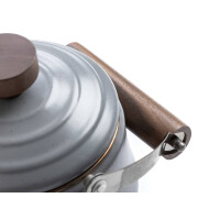 Emaille-Teekanne Slate Grey (1,5L) – Retro-Design mit Holzgriff