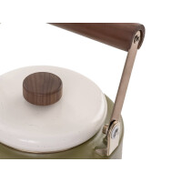 Emaille-Kanne Olive-Creme (3,2L) – Retro-Kaffee- & Teekanne mit Holzgriff