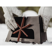 Faltbarer Campingkocher Flatbrook – Holzkocher & Dutch Oven Halterung