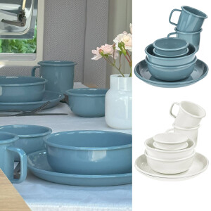 Emaille Geschirrset Vintage – 8-teilig für 2...