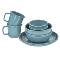Emaille Geschirrset Vintage – 8-teilig für 2 Personen (Rolled Emaille)