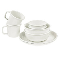 Emaille Geschirrset Vintage – 8-teilig für 2 Personen (Rolled Emaille)