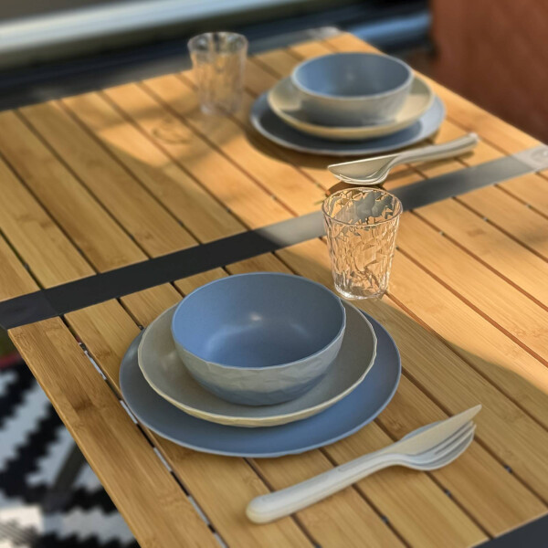 Geschirrset "Skagen" 10-teilig für 2 Personen desert sand mit flower blue