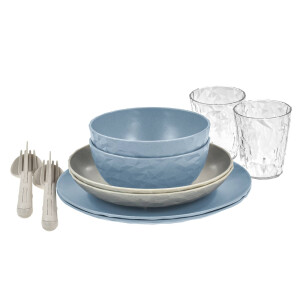 Geschirrset "Skagen" 10-teilig für 2 Personen desert sand mit flower blue