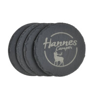 4er Set Untersetzer Schiefer "Hannes Camper"