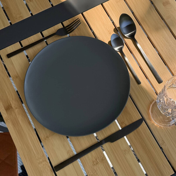 Besteckset Edelstahl Schwarz Matt – 16-teilig für Camper & Vanlife