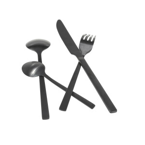 Besteckset Edelstahl Schwarz Matt – 16-teilig für Camper & Vanlife