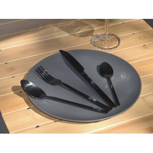 Besteckset Edelstahl Schwarz Matt – 16-teilig für Camper & Vanlife