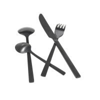 Besteckset Edelstahl Schwarz Matt – 16-teilig für Camper & Vanlife