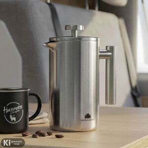 French Press Edelstahl – Robuste Kaffeemaschine...