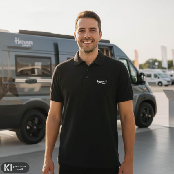 Herren Poloshirt BASIC "Hannes Camper" black 3XL