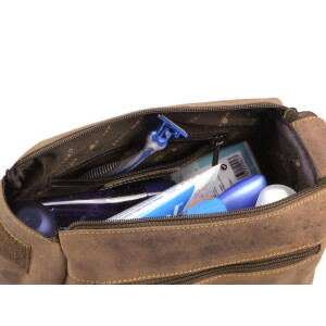 Kulturtasche "Ridge" Vintage Leder antikbraun