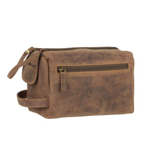 Kulturtasche "Ridge" Vintage Leder antikbraun