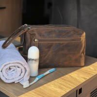 Kulturtasche "Ridge" Vintage Leder antikbraun